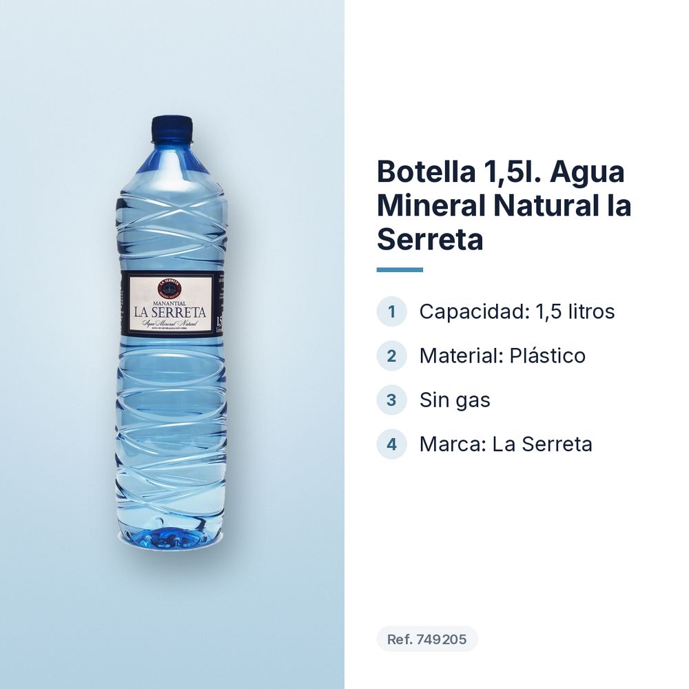 BOTELLA 1,5L. AGUA MINERAL NATURAL LA SERRETA  - características principales