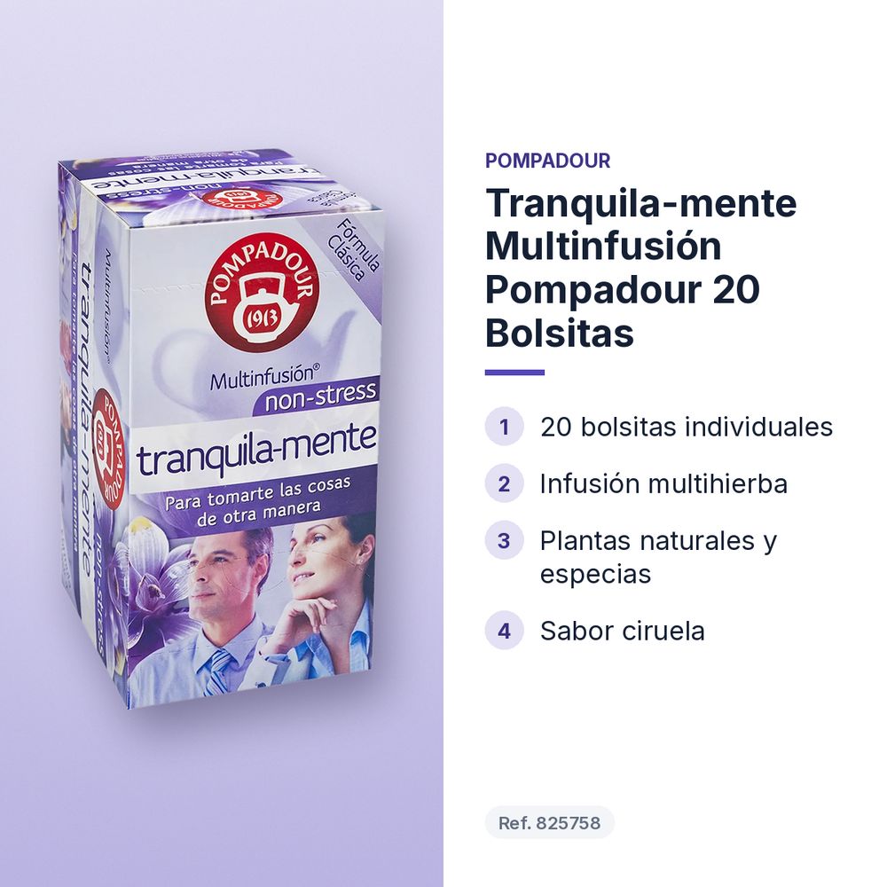 TRANQUILA-MENTE MULTINFUSIÓN POMPADOUR 20 BOLSITAS - características principales