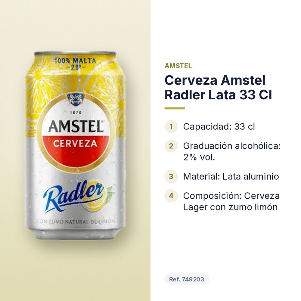 CERVEZA AMSTEL RADLER LATA 33 CL - características principales