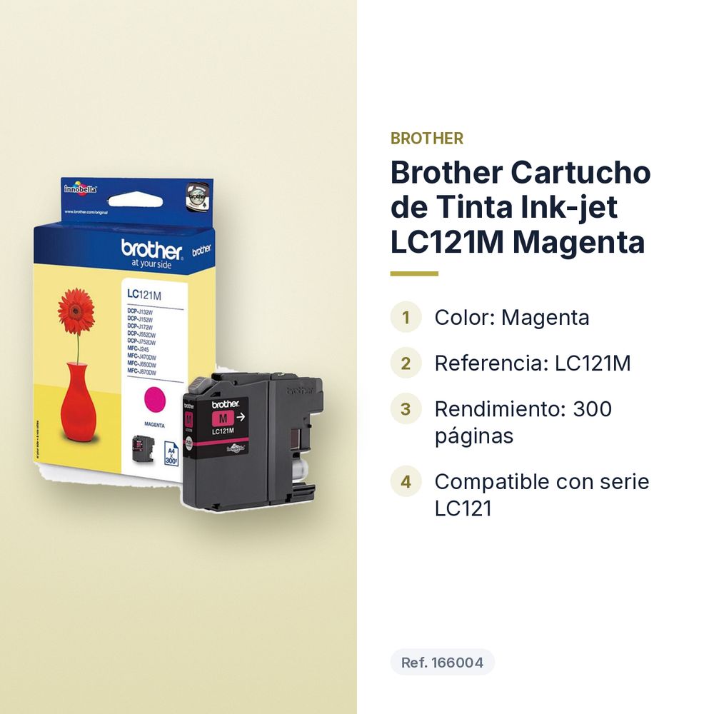 BROTHER  CARTUCHO DE TINTA INK-JET LC121M MAGENTA - características principales