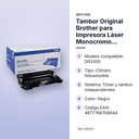 TAMBOR ORIGINAL BROTHER PARA IMPRESORA LÁSER MONOCROMO DR3300 - características principales