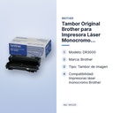 TAMBOR ORIGINAL BROTHER PARA IMPRESORA LÁSER MONOCROMO DR3000 - características principales