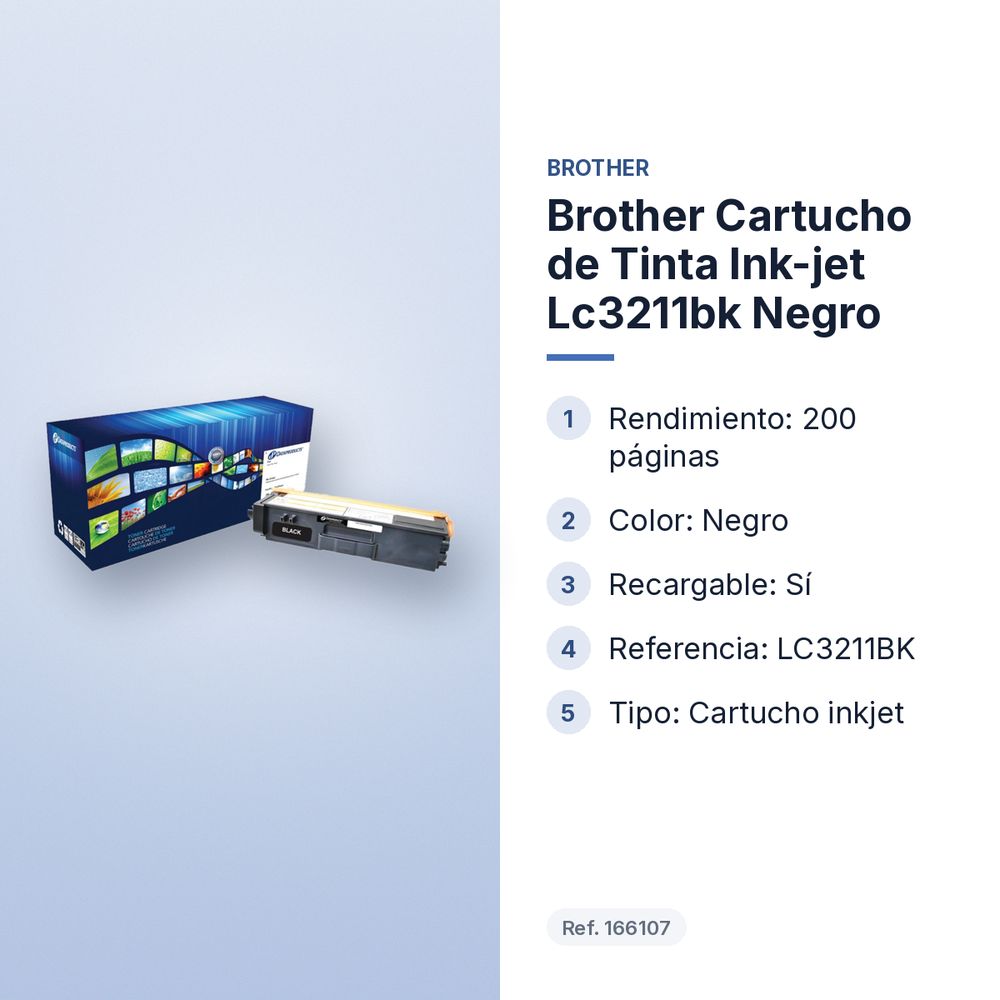 BROTHER CARTUCHO DE TINTA INK-JET LC3211BK NEGRO - características principales