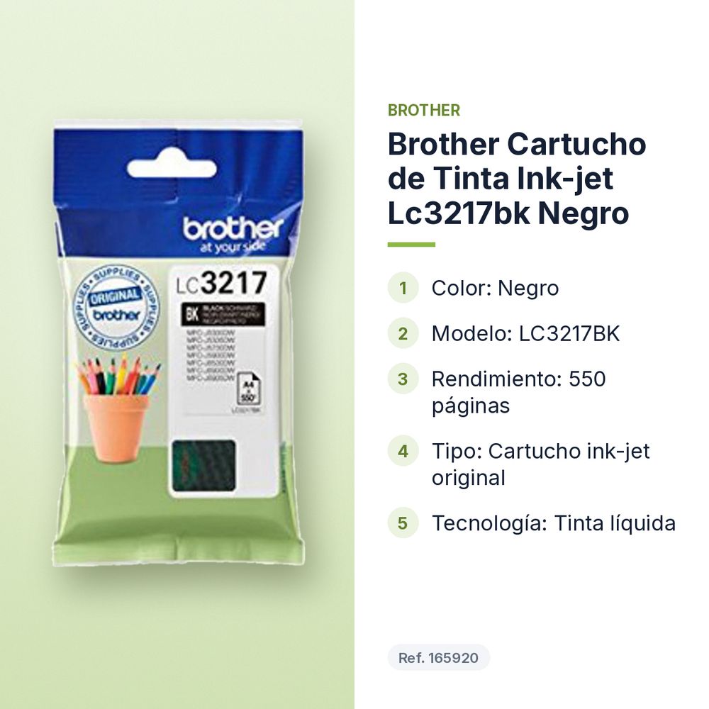 BROTHER CARTUCHO DE TINTA INK-JET LC3217BK NEGRO - características principales