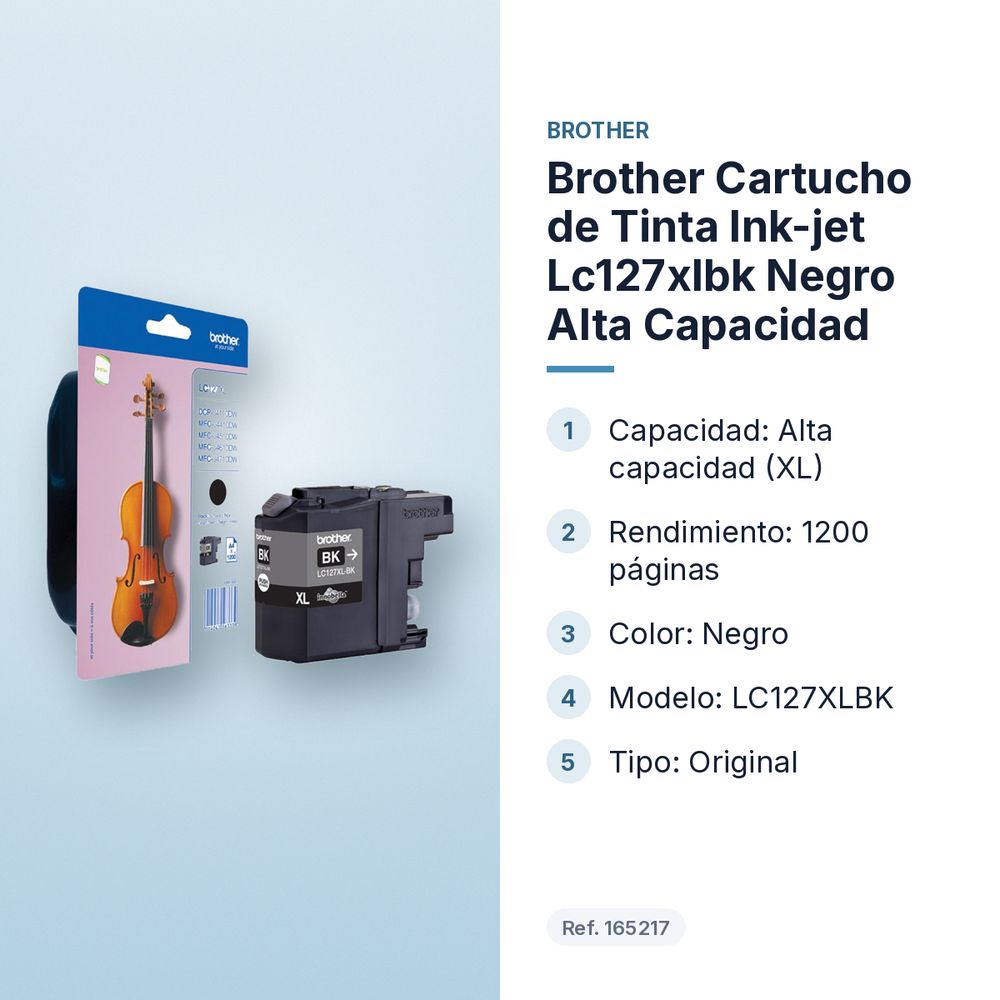 BROTHER CARTUCHO DE TINTA INK-JET LC127XLBK NEGRO ALTA CAPACIDAD - características principales