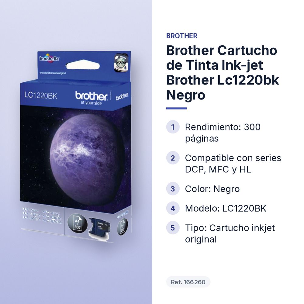 BROTHER CARTUCHO DE TINTA INK-JET BROTHER LC1220BK NEGRO - características principales