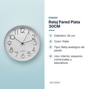 RELOJ PARED PLATA 30CM - características principales