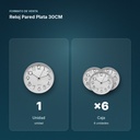 RELOJ PARED PLATA 30CM - formato de venta: caja de 6