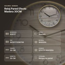 RELOJ PARED EFECTO MADERA 30CM - resumen de atributos