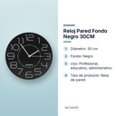RELOJ PARED FONDO NEGRO 30CM - características principales