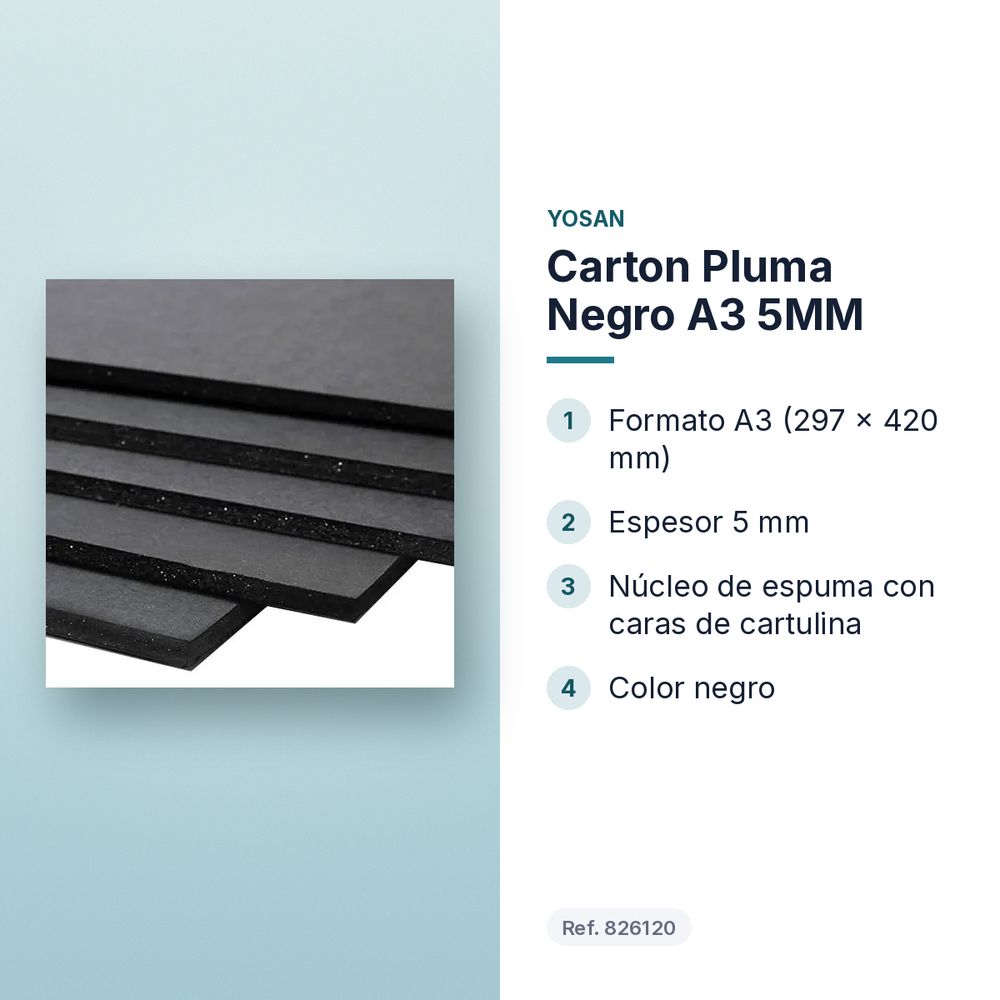 CARTON PLUMA NEGRO A3 5MM - características principales
