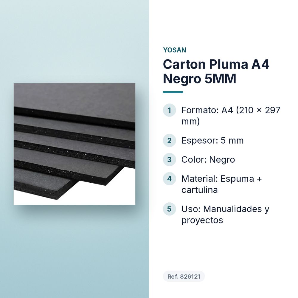 CARTON PLUMA A4 NEGRO 5MM - características principales