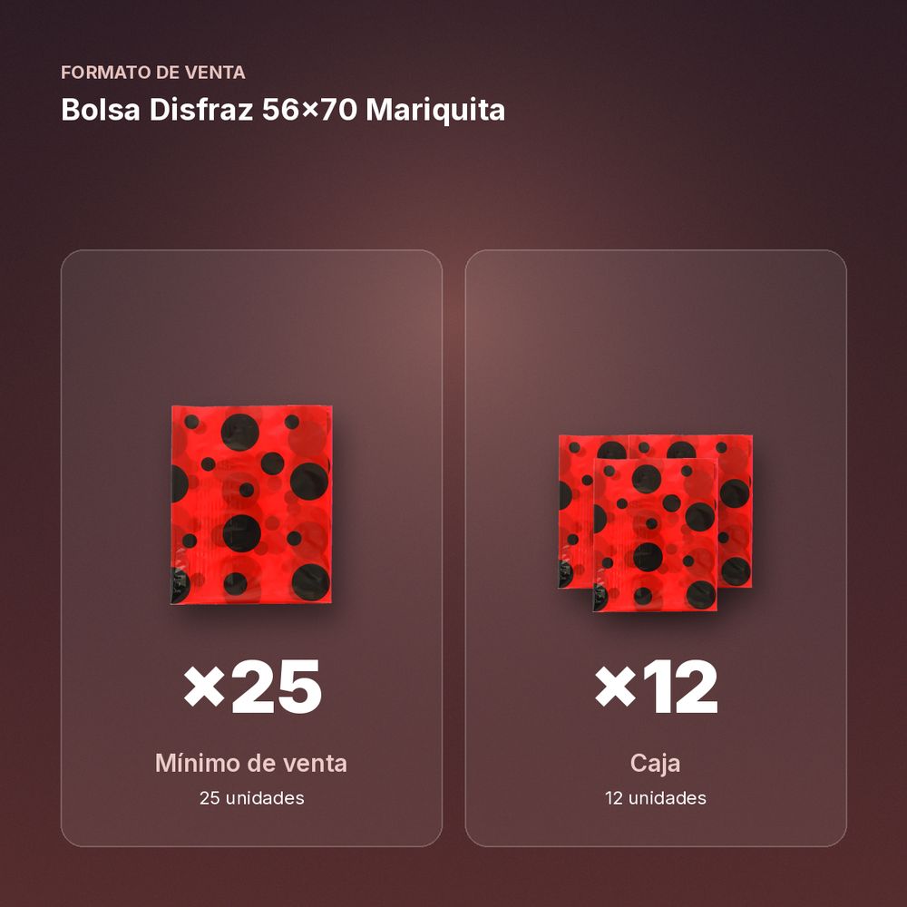BOLSA DISFRAZ 56X70 MARIQUITA - formato de venta: caja de 12