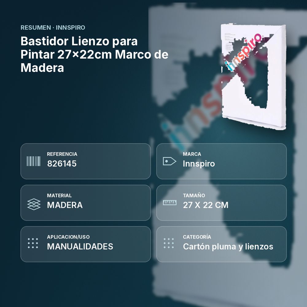 BASTIDOR LIENZO PARA PINTAR 27X22CM MARCO DE MADERA - resumen de atributos