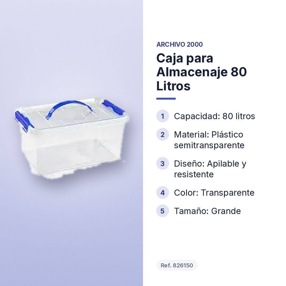 CAJA PARA ALMACENAJE 80 LITROS - características principales