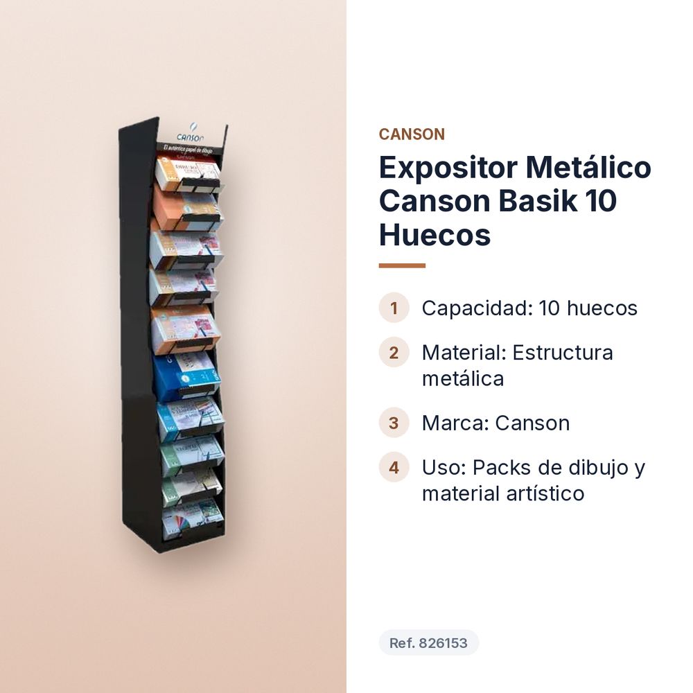 EXPOSITOR METÁLICO CANSON BASIK 10 HUECOS - características principales