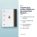 CARPETA DE 4 ANILLAS 35MM CON RECAMBIO REAL MADRID – EQUIPACIÓN 25/26 - características principales