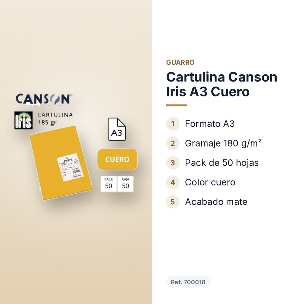 CARTULINA CANSON IRIS A3 CUERO - características principales