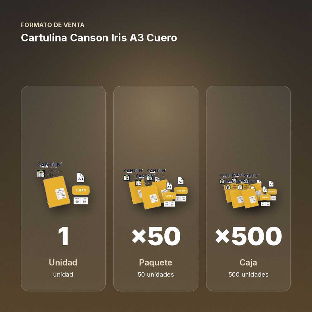 CARTULINA CANSON IRIS A3 CUERO - formato de venta: paquete de 50, caja de 500