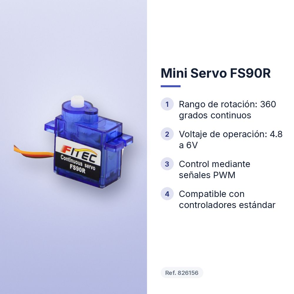 MINI SERVO FS90R - características principales