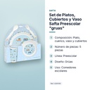 SET DE PLATOS, CUBIERTOS Y VASO SAFTA PREESCOLAR "GRUAS" - características principales