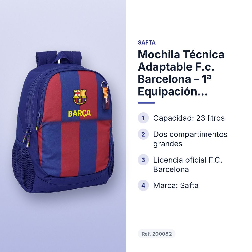 MOCHILA TÉCNICA ADAPTABLE F.C. BARCELONA – 1ª EQUIPACIÓN 2025/2026 - características principales