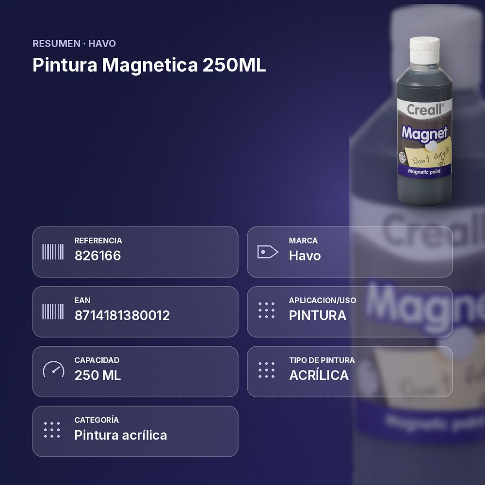 PINTURA MAGNETICA 250ML - resumen de atributos