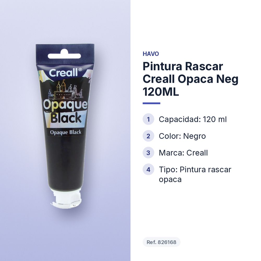 PINTURA RASCAR CREALL OPACA NEG 120ML - características principales