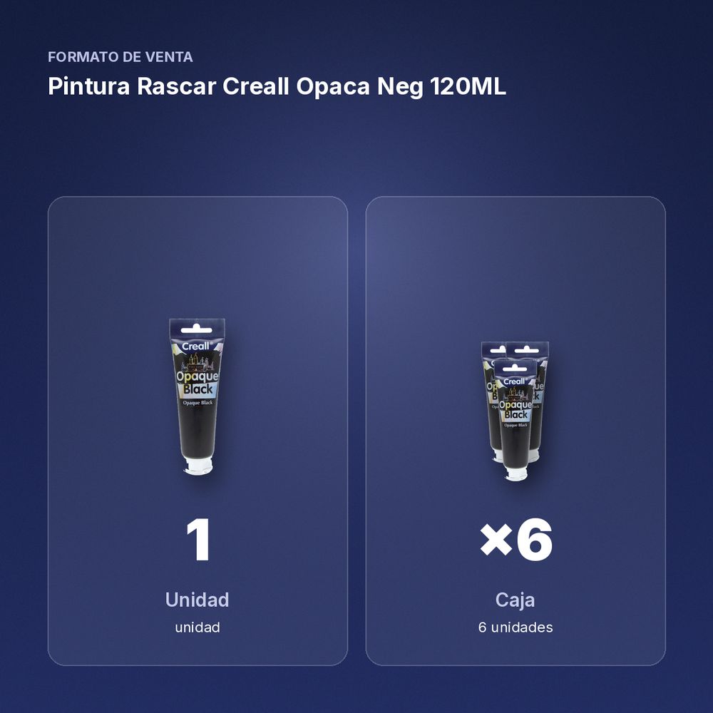 PINTURA RASCAR CREALL OPACA NEG 120ML - formato de venta: caja de 6