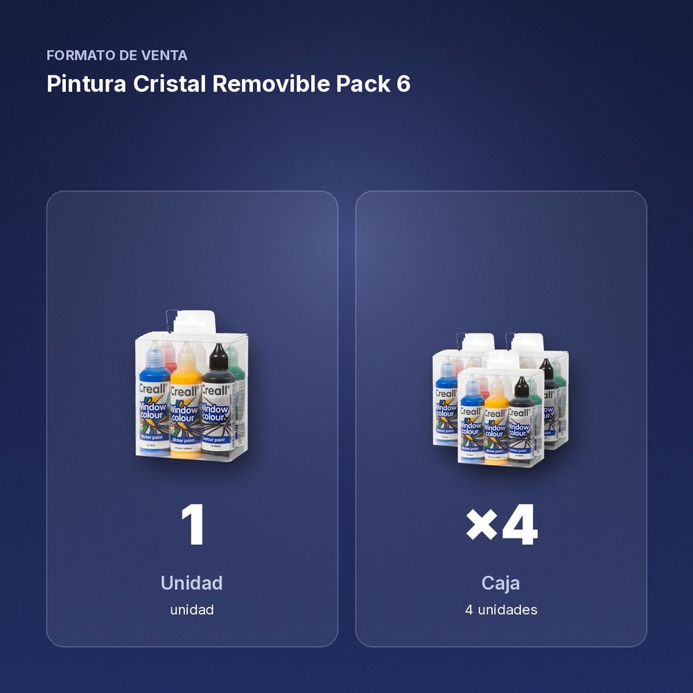 PINTURA CRISTAL REMOVIBLE PACK 6 - formato de venta: caja de 4