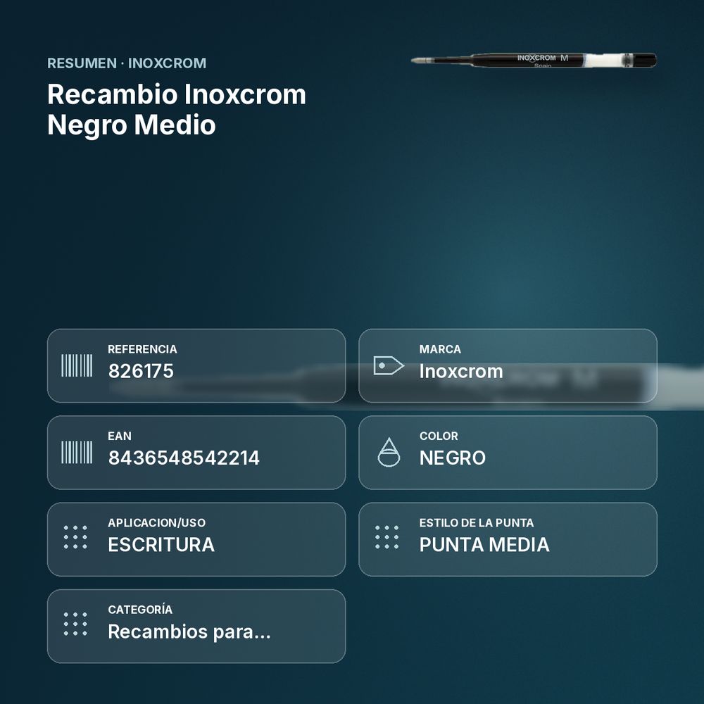 RECAMBIO INOXCROM NEGRO MEDIO - resumen de atributos