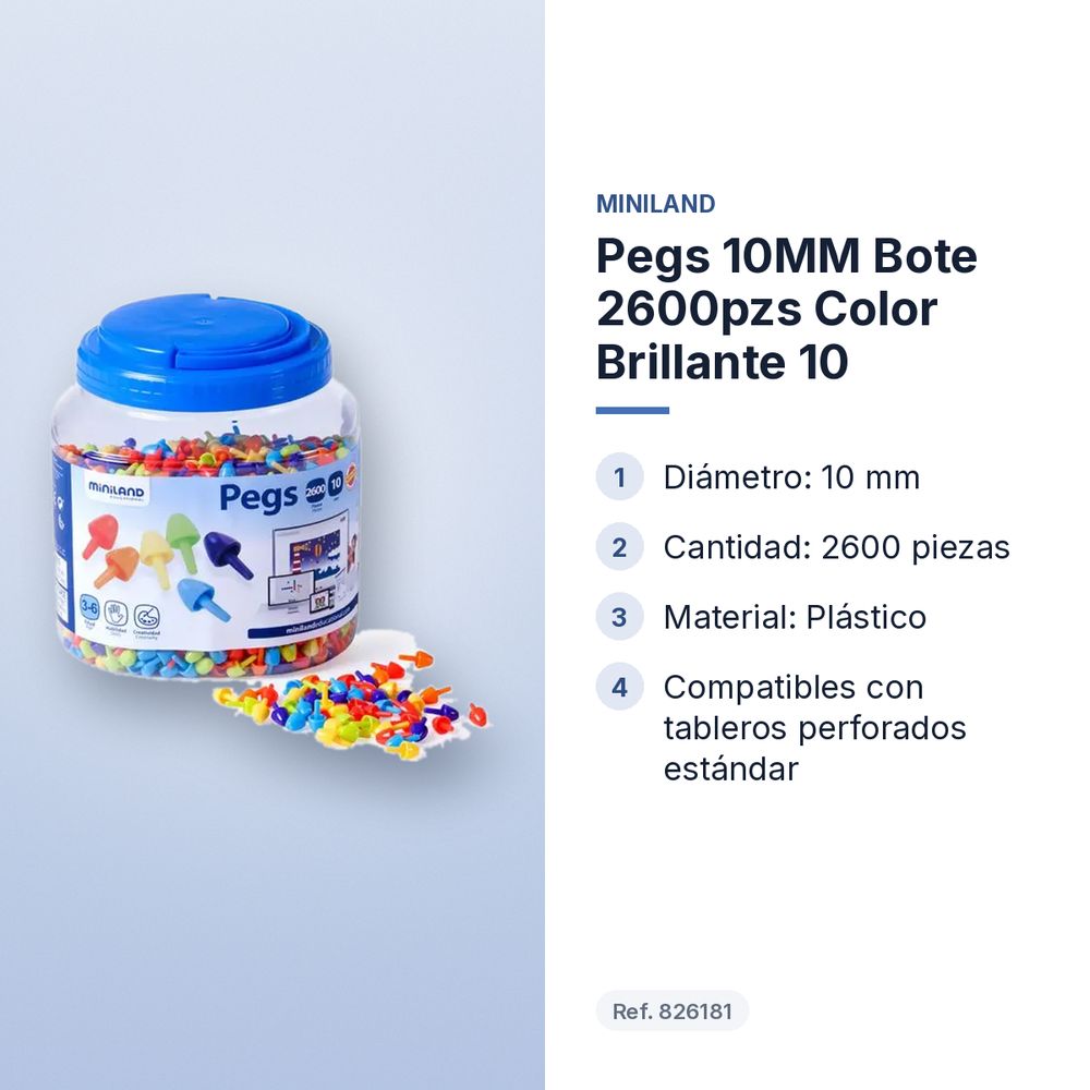 PEGS 10MM BOTE 2600PZS COLOR BRILLANTE 10 - características principales