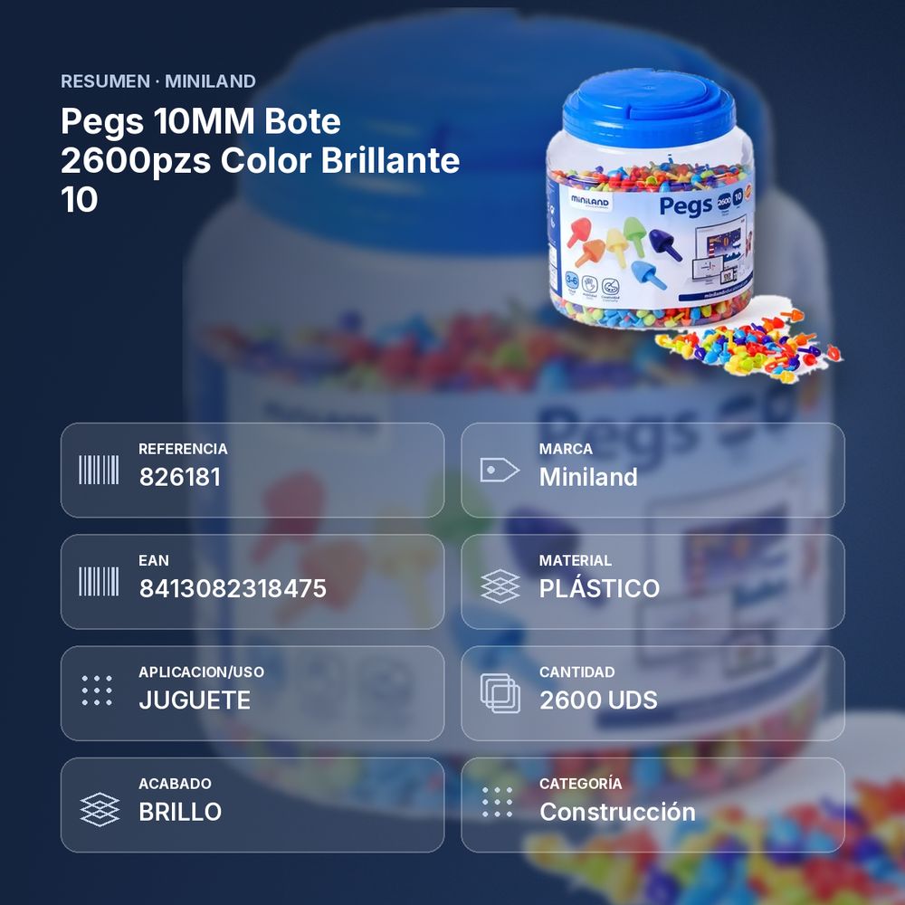 PEGS 10MM BOTE 2600PZS COLOR BRILLANTE 10 - resumen de atributos