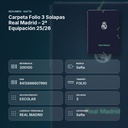 CARPETA FOLIO 3 SOLAPAS REAL MADRID – 2ª EQUIPACIÓN 25/26 - resumen de atributos
