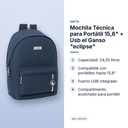 MOCHILA TÉCNICA PARA PORTÁTIL 15,6" + USB EL GANSO "ECLIPSE" - características principales