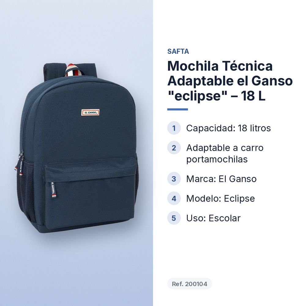 MOCHILA TÉCNICA ADAPTABLE EL GANSO "ECLIPSE" – 18 L - características principales