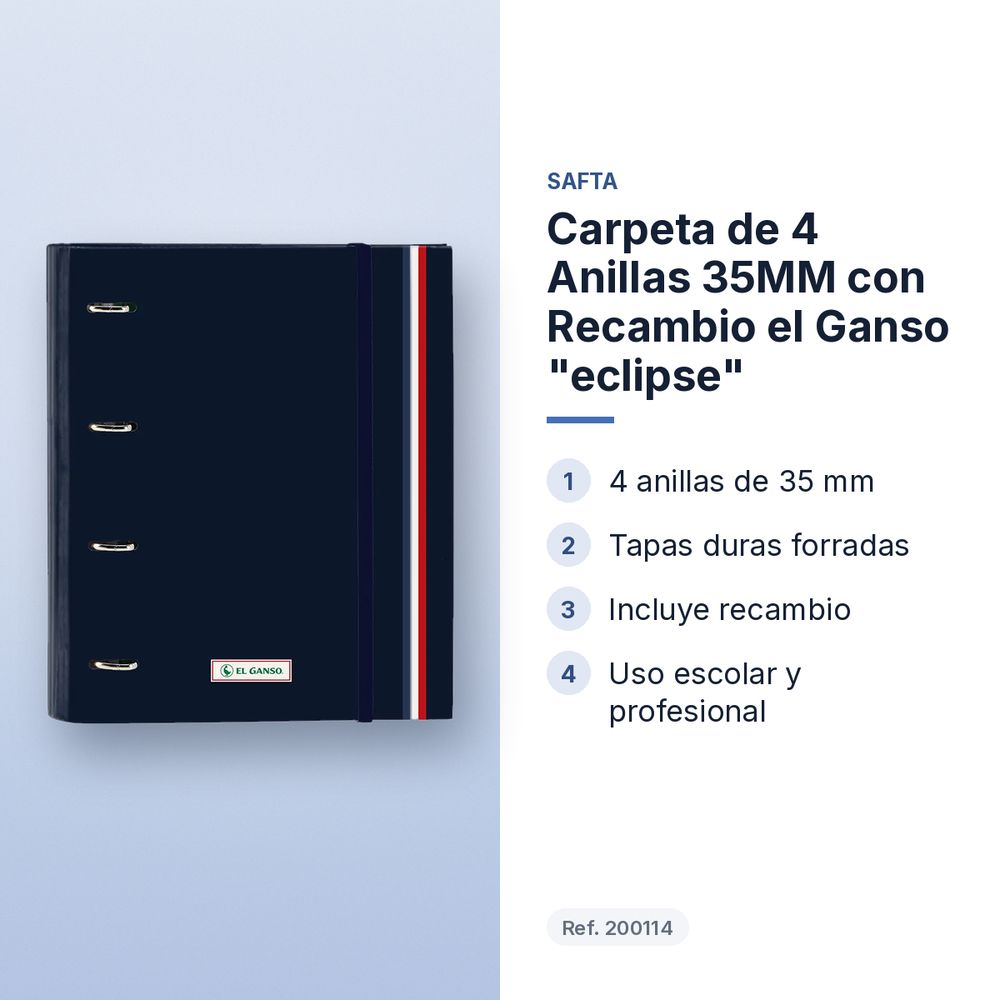 CARPETA DE 4 ANILLAS 35MM CON RECAMBIO EL GANSO "ECLIPSE" - características principales