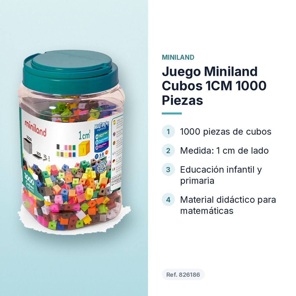 JUEGO MINILAND CUBOS 1CM 1000 PIEZAS - características principales