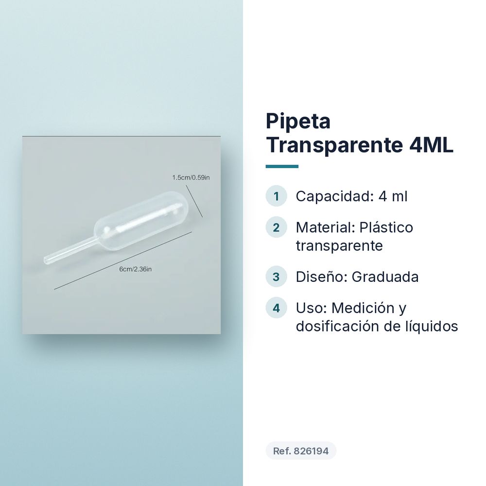 PIPETA TRANSPARENTE 4ML - características principales