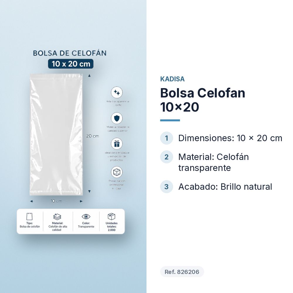 BOLSA CELOFAN 10X20   - características principales