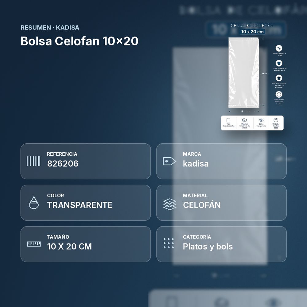 BOLSA CELOFAN 10X20   - resumen de atributos
