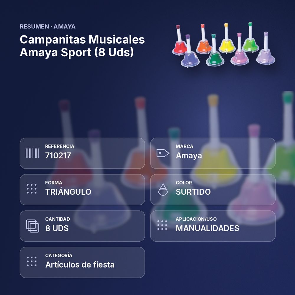 CAMPANITAS MUSICALES AMAYA SPORT (8 UDS) - resumen de atributos