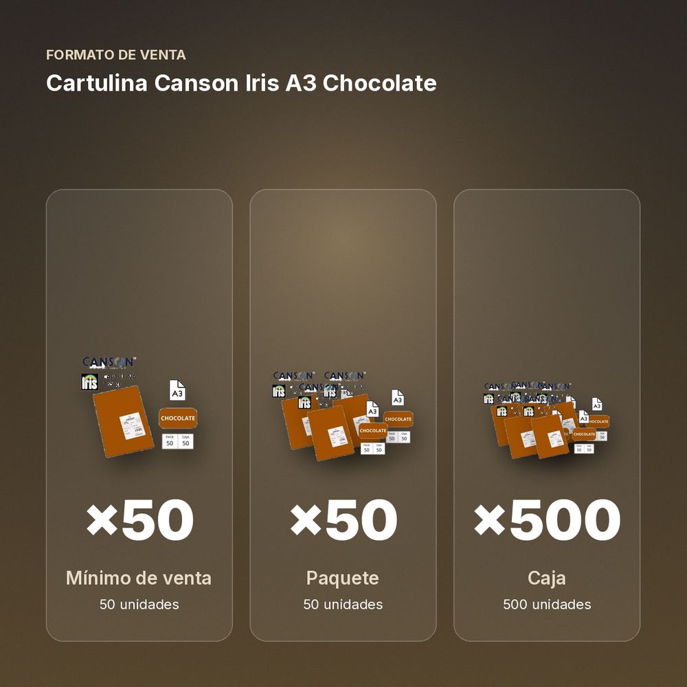 CARTULINA CANSON IRIS A3 CHOCOLATE - formato de venta: paquete de 50, caja de 500