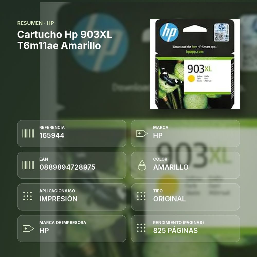 CARTUCHO HP 903XL T6M11AE AMARILLO - resumen de atributos