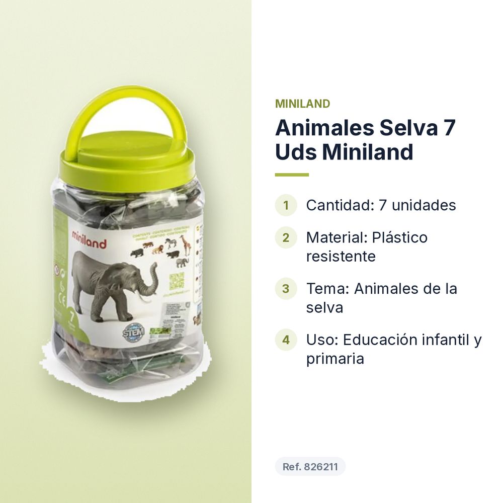 ANIMALES SELVA 7 UDS MINILAND - características principales