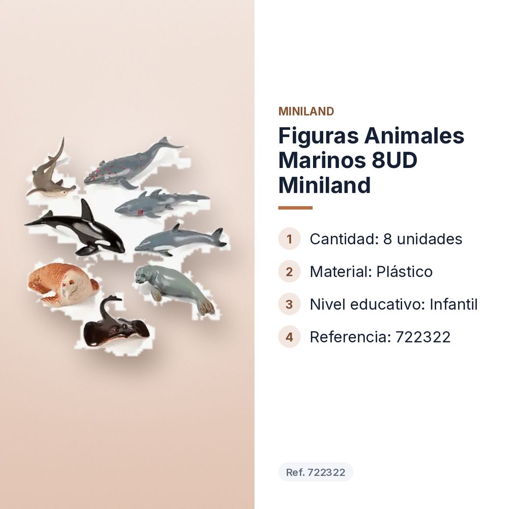 FIGURAS ANIMALES MARINOS  8UD MINILAND - características principales