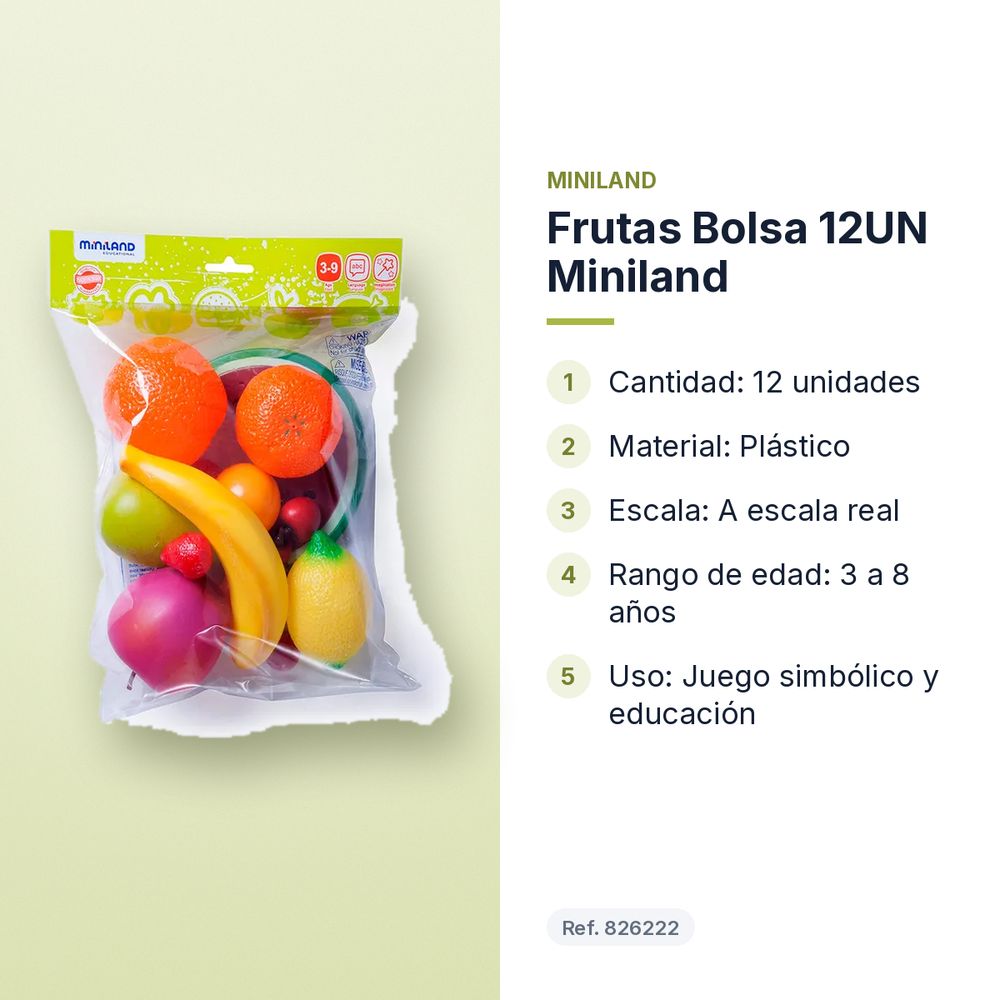 FRUTAS BOLSA 12UN MINILAND - características principales