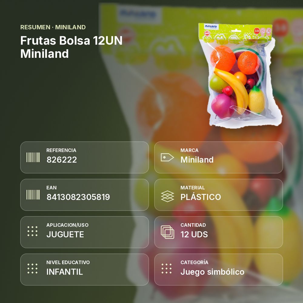 FRUTAS BOLSA 12UN MINILAND - resumen de atributos