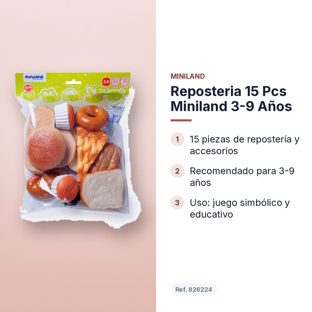 REPOSTERIA 15 PCS MINILAND 3-9 AÑOS - características principales