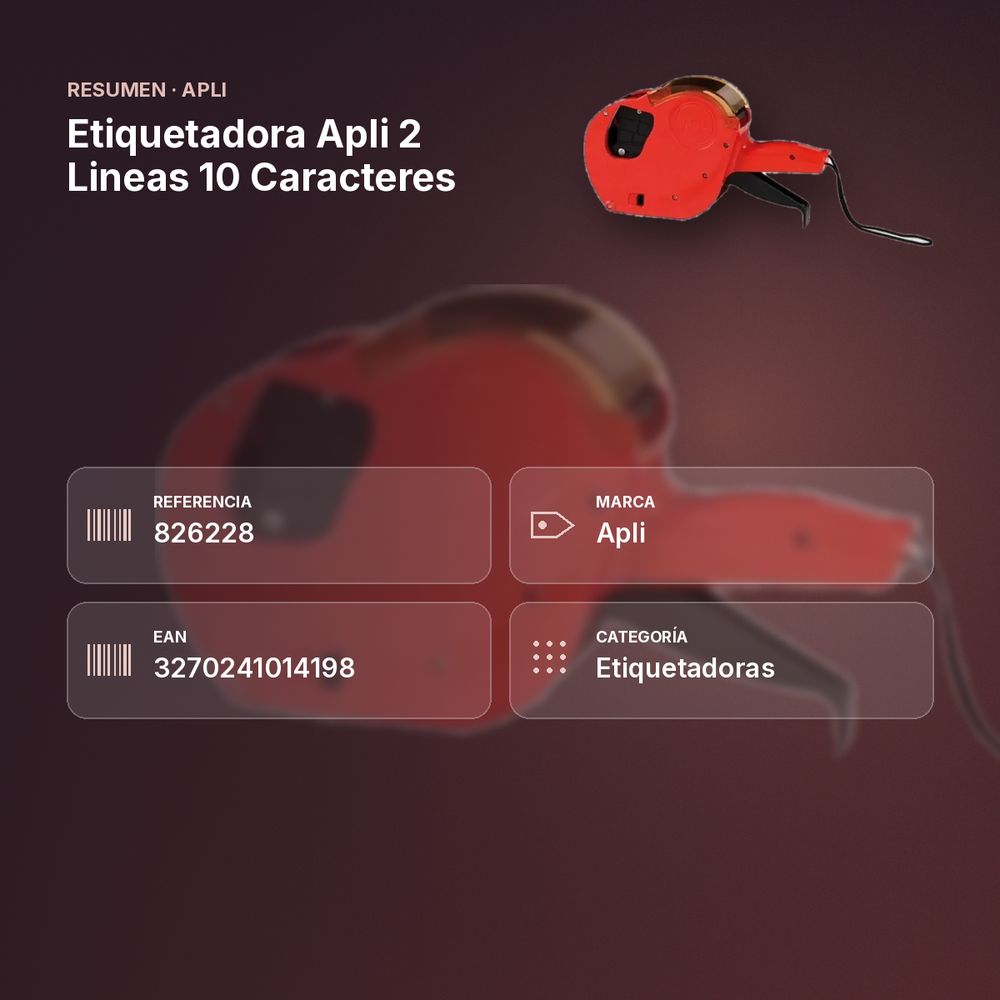ETIQUETADORA APLI 2 LINEAS 10 CARACTERES - resumen de atributos